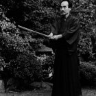 Practice with a wooden sword from Master Ueshiba