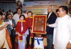 Receiving a Peace award in India, 2008